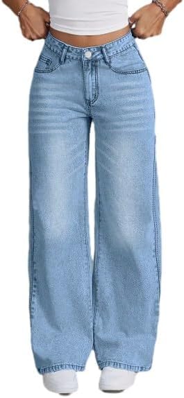 Baggy Jeans for Women Wide Leg y2k Skater Pants Low Rise Boyfriend Trendy Hip hop Streetwear