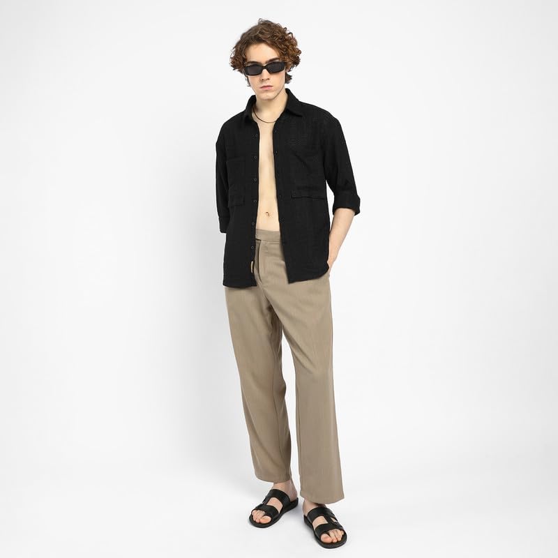 Image of CAHOOT Men's Shacket for Casual Wear | Spread Collar | Long Sleeve | Button Closure | Overshirt /Shacket Crafted with Comfort Fit for Everyday Wear