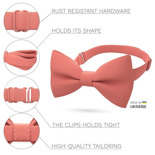 Image of Bow Tie House Mens Bowties Pre-tied Shape Clip on Bowtie Solid Men Formal Wear for kids, baby boys, toddler any age bow ties