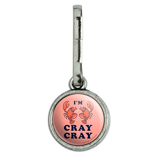 GRAPHICS & MORE I'm Cray Cray Crazy Crayfish Funny Humor Antiqued Charm Clothes Purse Suitcase Backpack Zipper Pull Aid