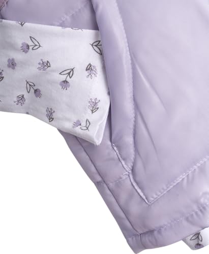 Image of DKNY Girls' Vest Set - 3 Piece Button Down Quilted Puffer Vest Long Sleeve Shirt and Flare Leggings Set (Sizes: 2T-6X)