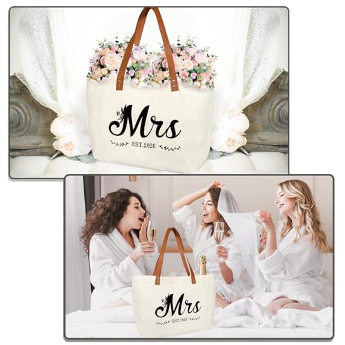 Bolso tote para novia Mrs. 2026 en lona miniatura 6