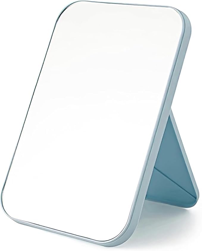 Portable Foldable Desktop Makeup Mirror with Stand – Tabletop & Wall Hanging Rectangular Mirror | Adjustable Angle, Travel-Friendly Cosmetic Mirror for Home, Vanity, and Camping (Blue)-image-28