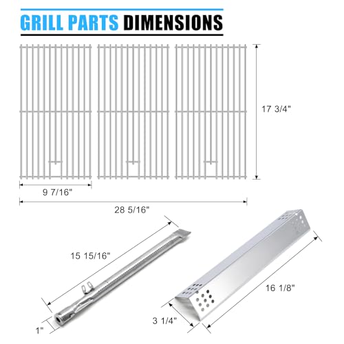 Image of Replacement Parts for Monument Grill 35633 41847NG 24367 24633 17842, A0212926 Main Burner & A0212804 Cooking Grid & D010012307 Flame Tamer & Igniter for 35633 Monument Grill 4-Burner Grill