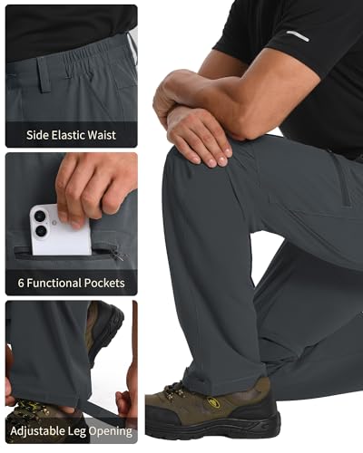 Mens Hiking Pants Convertible Quick Dry Zip Off Tactical Cargo Pants Water Resistant Lightweight Outdoor Pants with 6 Pockets4
