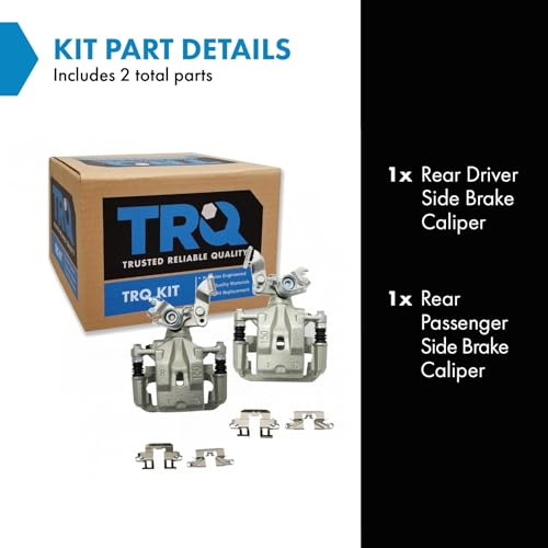 Image of TRQ Rear Brake Caliper Set Zinc Coated Brackets Hardware Compatible with 2006-2012 Ford Fusion 2007-2012 Lincoln MKZ 2006 Lincoln Zephyr 2006-2013 Mazda 6 2006-2011 Mercury Milan