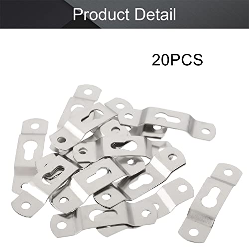 Image of MroMax 20PCS Keyhole Hanging Plate 1.93 inch x 0.51 inch Single Hole Hook for Hanging Paintings Artwork Picture Frame Hook Photos White Tone