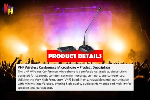 Image of kh Professional VHF Wireless Conference Microphone System, Gooseneck Design with Base Station, Audio for Meetings and Seminars