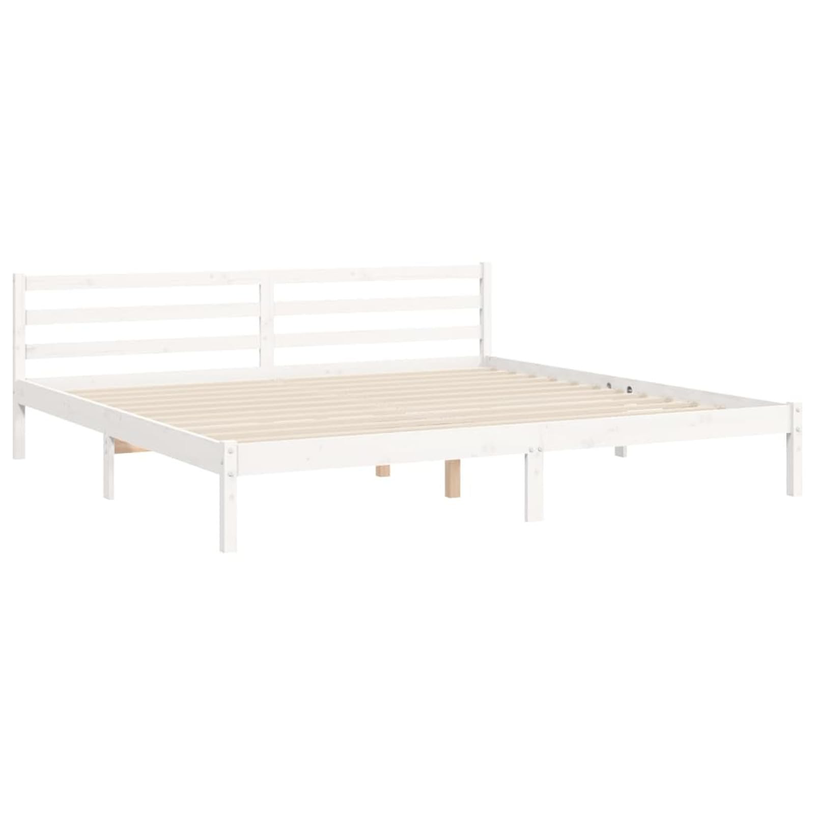 Rantry Bettgestell mit Kopfteil, Massivholz, Weiß, 200 x 200 cm, Lattenrost für Erwachsene, Kinder und Jugendliche, einfache Montage, Typ 15 Betten und Lattenroste