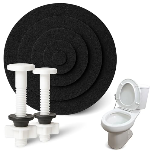 Juntas para cisterna, Kit de fijación para inodoro/cisterna, fijación de sellado de tornillo de inodoro y arandelas, Acero aleado y Arandelas de espuma, Pack 2 tornillos + 2 Arandelas espuma Universal