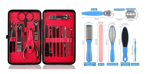 Image of Kamz Pedicure Kits - Callus Remover for Feet, 23 in 1 Professional Manicure Set Pedicure Tools Stainless Steel Foot Care, Foot File Foot Rasp Dead Skin for Women Men Home Foot Spa Kit, Blue