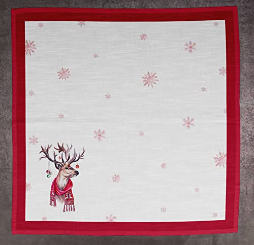 Serviette en tissu imprimé cerf de Noël coton réutilisable tapiste table de dîner - 3
