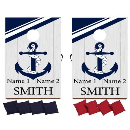 VictoryStore Custom Wedding Bag Toss Game &ndash; Custom Wedding Cornhole - Nautical Wedding Anchor
