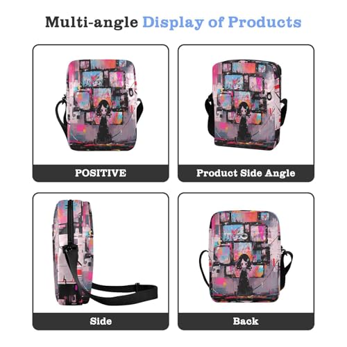 messenger bag for men Small Crossbody Bag For Women Women's Purses Adjustable Strap for work work - Pink Rose Black4