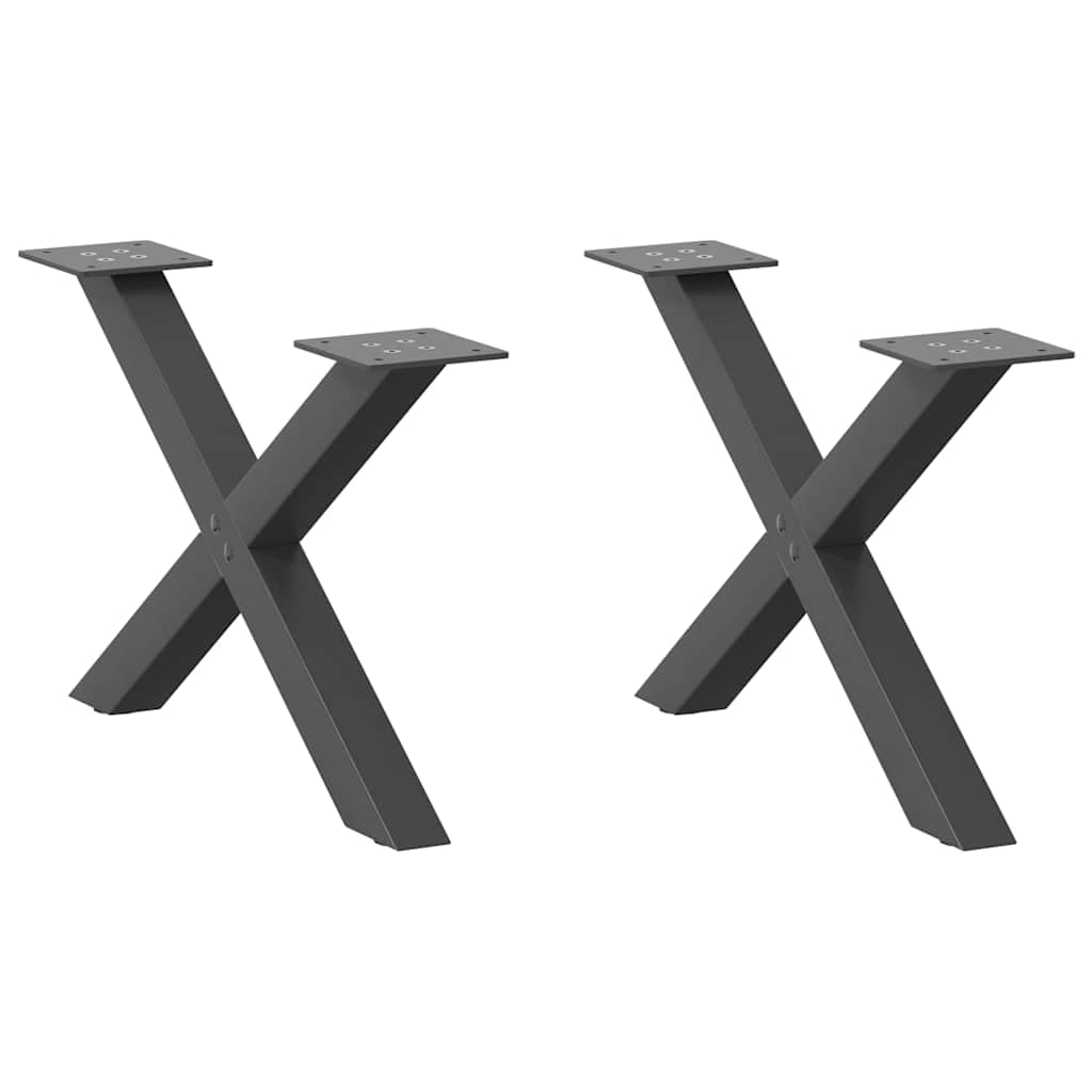 vidaXL Coffee Table Legs X-Shaped 2 pcs Anthracite 50x(30-31) cm Steel — image 1
