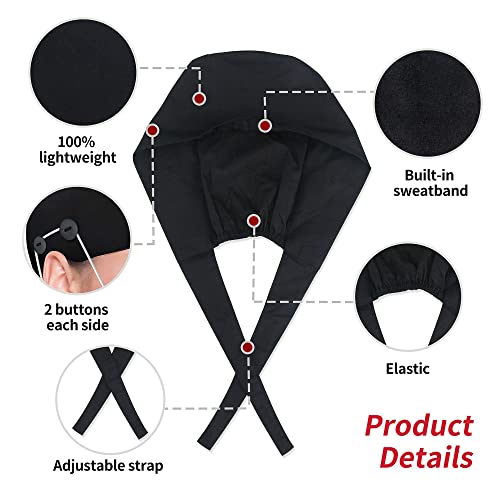 Image of ABAMERICA Working Caps with Button and Sweatband, Adjustable Working Hats for Women Men, One Size(Tie Back or Toggle)