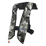 HWAYAN Manual Inflatable Life Jacket| Inflatable PFD Vest Adult| Life Vest for Adults| Outdoor Water Sports| Supports up to 330 lbs|33g of Carbon Dioxide Cylinder (White Camouflage 609)