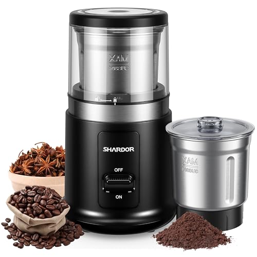 SHARDOR Coffee Grinder Electric 75g Removable Stainless Steel Cup 38000rpm Powerful Grinder for Coffee Bean Dried Spice Pepper Grain Nuts Black