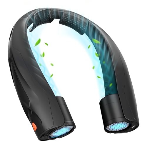 Smilfree Nackenventilator Ventilator Hals Tragbare Persönlicher: 6000 mAh Halsventilatoren Aufladbar Nacken Ventilator Halsventilator leise für Camping, Reisen, Büro (Schwarz)