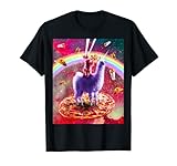 Laser Eyes Outer Space Cat Riding On Llama Unicorn T-Shirt