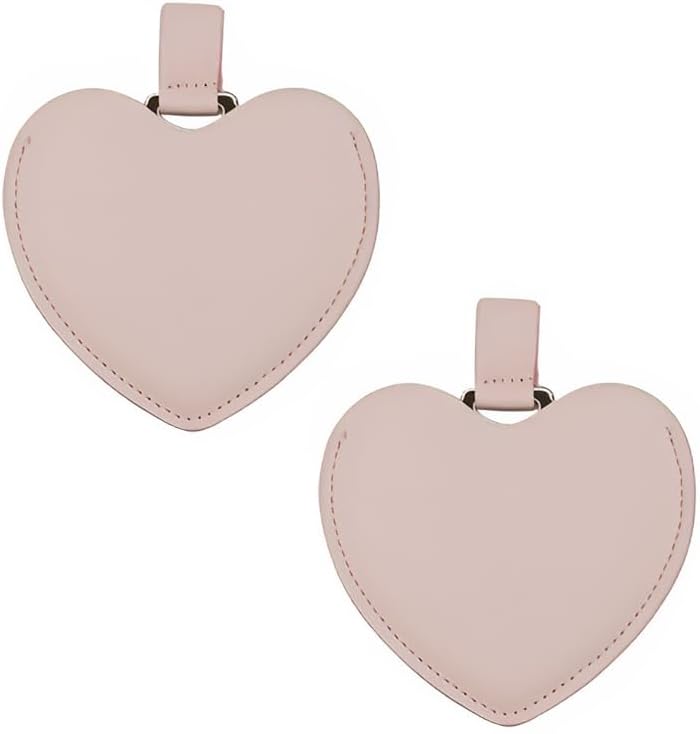 Incauca 2 mini espejos de acero inoxidable con cubierta de piel sintética, espejo de bolsillo compacto en forma de corazón, bonito espejo de