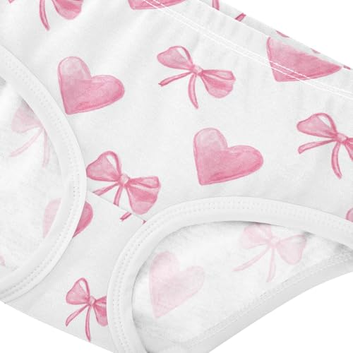 Wusikd Pink Heart Bow White Girls' Underwear Cotton Girls Briefs Soft Toddler Underwear 2T4