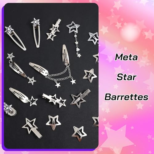 24 Pzas Pinzas de Estrella Plateada para Cabello miniatura 7