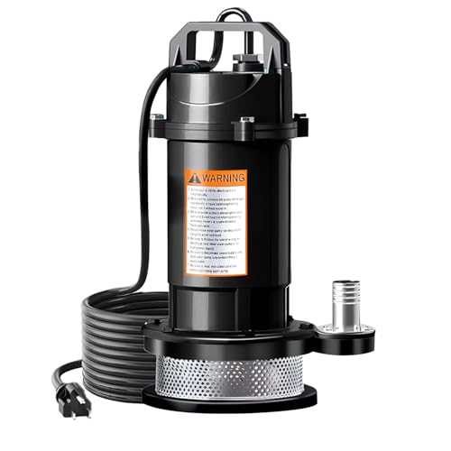 Bomba de Agua Sumergible de 750 W (1 HP) con flujo máximo de 1500 L/h. Bomba Sumergible Ideal para riego de cultivos,...