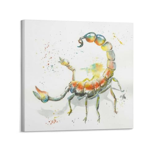 Toile Scorpion aquarelle 50x50cm, cadeau idéal signe astrologique