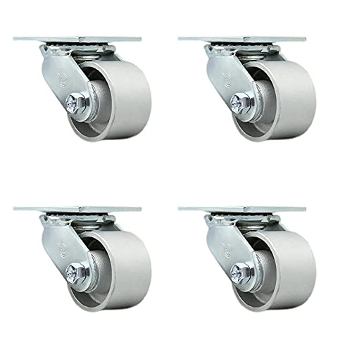 Semi Steel Cast Iron Swivel Top Plate Casters Set of 4 Heavy Duty with 3.25 Inch Wheels - Includes 4 Swivel – 2,800 lbs. Total Capacity - Service Caster Brand