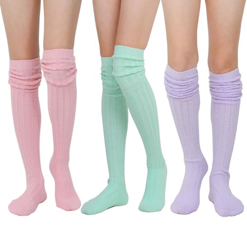 STYLEGAGA Winter Slouch Top Over The Knee High Knit Boot Socks