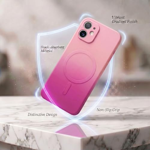 Image of amazon basics Gradient Mag-Safe Case for iPhone 11 | Soft Silicone Shockproof Cover with Camera Protection | Slim Lightweight Design | Smooth Touch & Durable - Light and Dark Pink