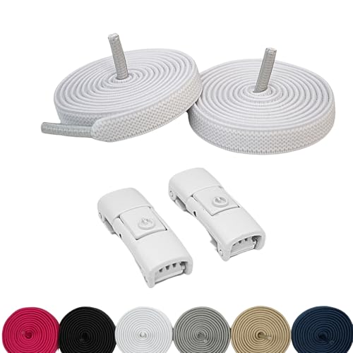 YC YOU CATCH PACK 2 PARES Cordones Elasticos Zapatillas Deporte. Cordones Sin Atar,Sin Nudo.Para Niños y Adultos.Atacadores Elasticos Fija,Ajusta y Olvidate. (BLANCO)