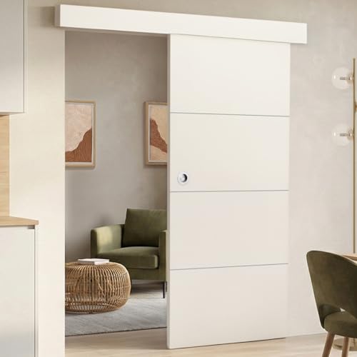 IDMarket - Kit porte coulissante blanc 83 cm avec rail et fixations