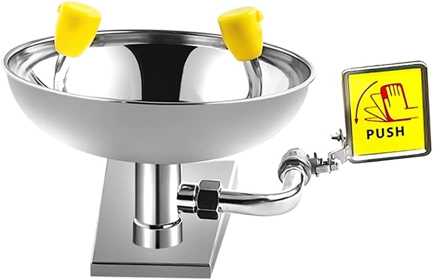 RWRAPS Emergency Eye Wash Station Stainless Steel Eye Washer Station, Professional Eye Wash Bowl Wall Type Eye & Face Shower First Aid Tool Safety