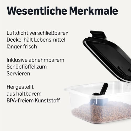 Amazon Basics Tierfutterbehälter für, 4.5 kg,Transparent und Schwarz
