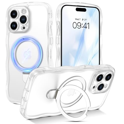 Coque iPhone 15 Pro Max ondulée Magsafe fine antichoc avec anneau fin