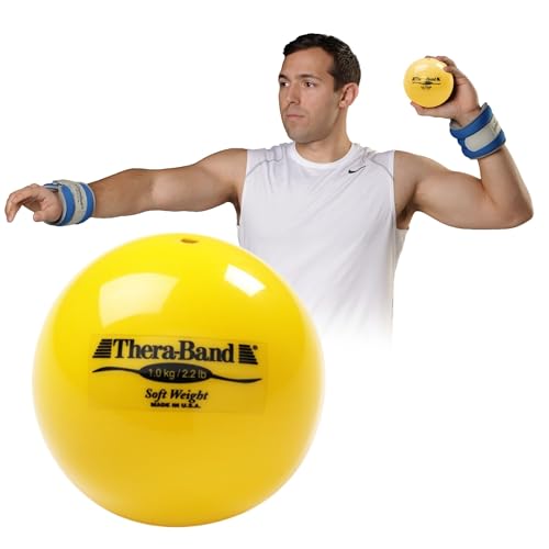 Image of THERABAND Soft Weight 2.2 Lb, Medicine Ball, Weighted Exercise, Yellow | Ball-shaped isotonic soft weight for physical therapy, Pilates, shoulder strength and rehab exercise