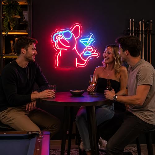 Image of Red&Blue Neon Sign Led Neon Lights Signs for Wall Decor USB Powered Led Signs for Room Decoration-Cocktail Dog
