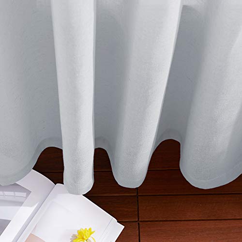 NICETOWN Linen Sheer Mist Grey Curtains for Windows 84 inches Length, Grommet Solid Semi Sheer Linen Drapes Privacy with Light Filtering for Living Room/Bedroom, W52 x L84, 2 Panels