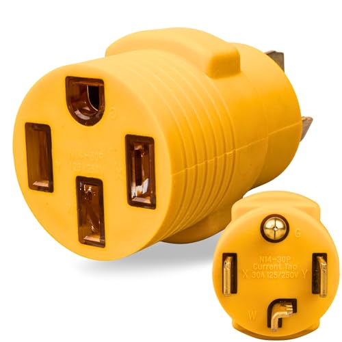 MECMO 14-30P to 14-50R Level 2 EV Charger Adapter, 30A 4-Prong Dryer to EV Charger Adapter (Max 24Amp 240V) - 30 Amp to 50 Amp for Tesla Model 3/S/X/Y Car Charging 【Not for 3Prong Dryer/RV】