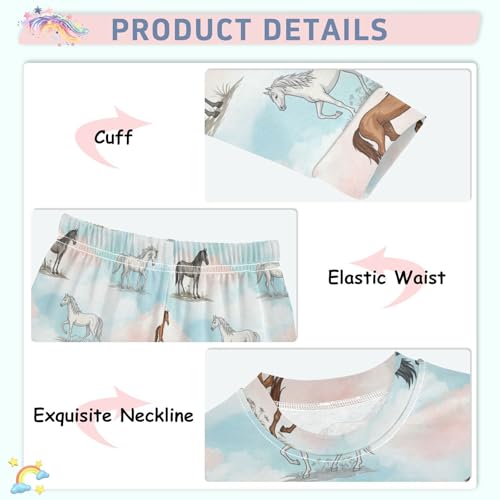 Pajama Sets Long Sleeve Horses Running on Clouds Soft Comfy Sleepwear 2 Piece PJS 3-8T4