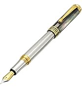 Xezo Maestro Medium Handcrafted and Serialized Fountain Pen, Solid 925 Sterling Silver. Tahitian ...