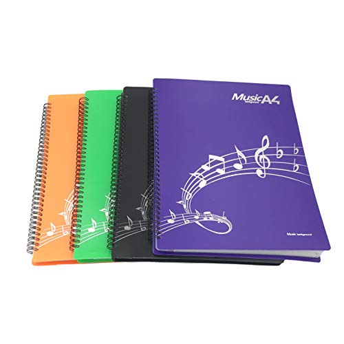 Sheet Music Folder, Band Folder, Writable Sheet Folder For Musicians, Spiral-Bound A4 Size 20 Sleeves, 40 Pages (Black) #TOP5