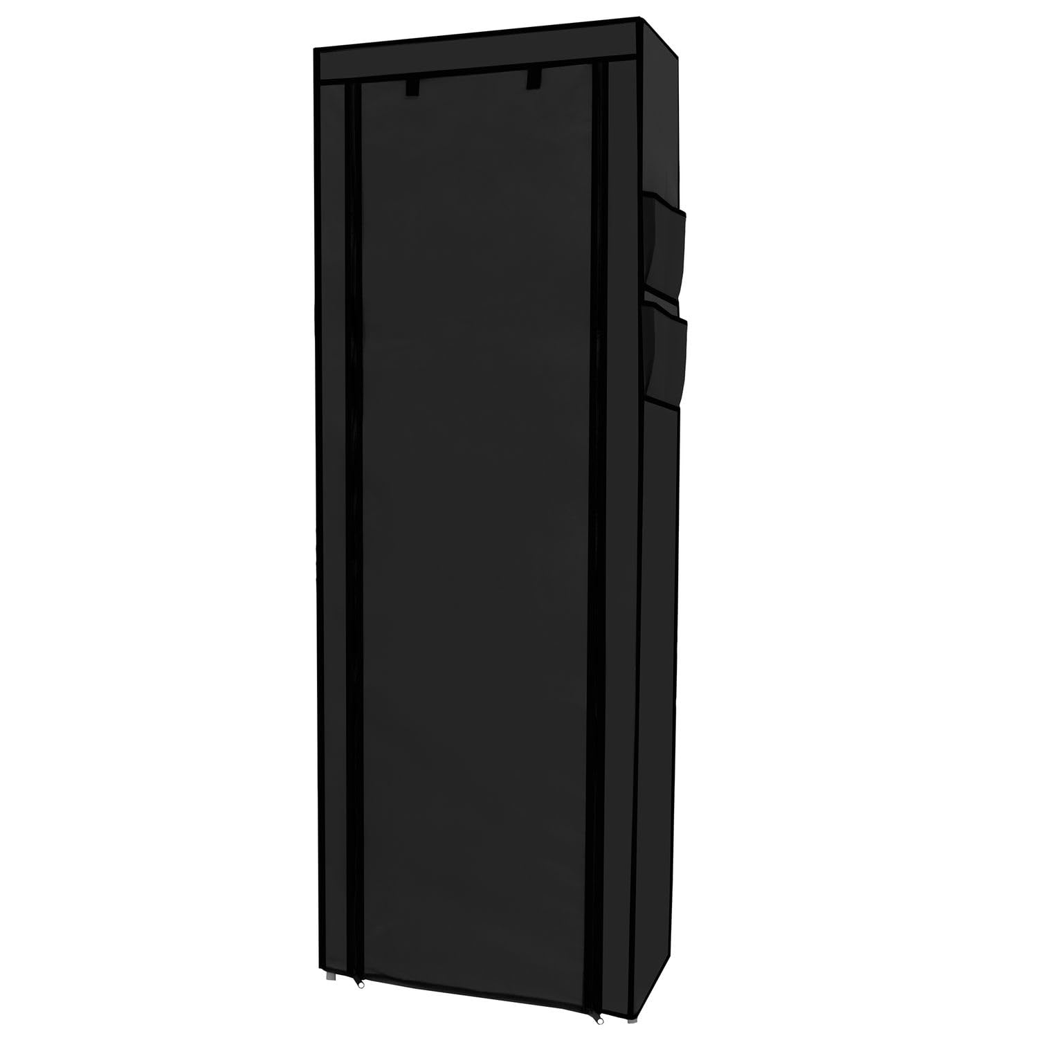 INTIRILIFE Armario Plegable 170 x 58 x 28 cm en Cuervo Negro – con Cremallera – Armario Zapatero con 9 estantes – Armario para Camping – Armario Textil