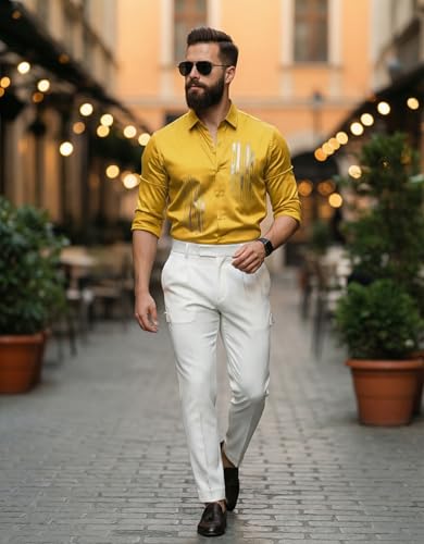 Image of IndoPrimo Men's Stylish Satin Shirt for Party and Casual Wear - Exclusive Designer Full Sleeve Shirt for Men - Pilar