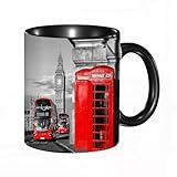 EKLMPS Becher aus Keramik, Ideal als Geschenk, Hochwertiger Aufdruck, Tasse mit Motiv, Tee Becher, Coffee Cup, 330ml,Londoner Telefonzelle auf der Straße. Traditionelle lokale kulturelle Ikone England