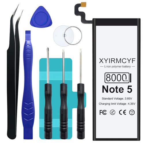 XYIRMCYF Galaxy Note 5 Battery (New Upgrade), 8000mAh High Capacity Battery for Galaxy Note 5 EB-BN920ABE N920 N920V N920A N920T N920P with Repair Kits