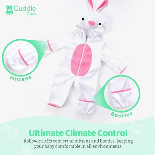 image for Cuddle Club Fleece Baby Bunting Bodysuit – Infant One Piece Kids Hoo