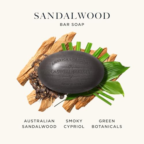 Image of Caswell-Massey Sandalwood Natural Bar Soap for Men & Women, Moisturizing Body Soap Bar for All Skin Types, Made with Essential Oils & Plant-Based Formula for Soft Skin, Made in USA, 5.8 oz